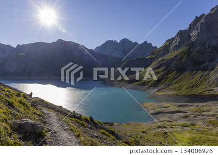 Hike to schesaplana in vorarlberg austria with lunersee lake in the ratikon mountain range 134006926