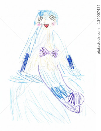 A summer mermaid drawn by a kindergartener 134007425