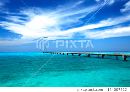 下地島美麗的大海，沖繩宮古島下地島機場 134007812