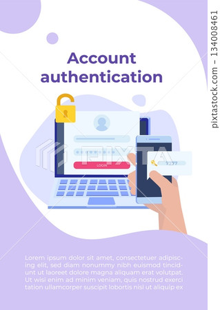 Online registration and sign up, Account authentication concept. Vector UI illustration. Online registration and sign up, Account authentication concept. Vector UI illustration. 134008461