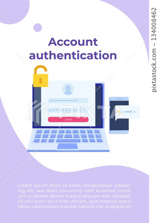 Online registration and sign up, Account authentication concept. Vector UI illustration. Online registration and sign up, Account authentication concept. Vector UI illustration. 134008462