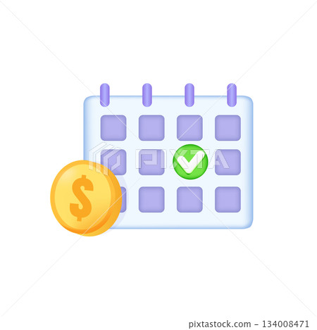 Subscription payment, monthly subscription auto-renewal icon. 3d vector icon. 134008471
