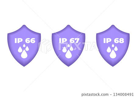ip66, ip67, ip68 icon set. Vector illustration. 134008491