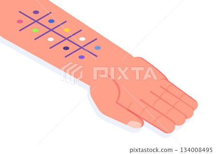 Process of laboratory skin prick allergy test concept. Isometric vector illustration. 134008495
