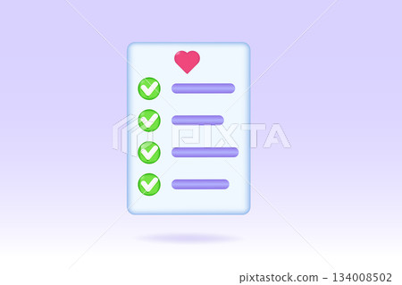 3D Online shopping wishlist, add to personalized collection concept. Vector illustration. 3D Online shopping wishlist, add to personalized collection concept. Vector illustration. 134008502