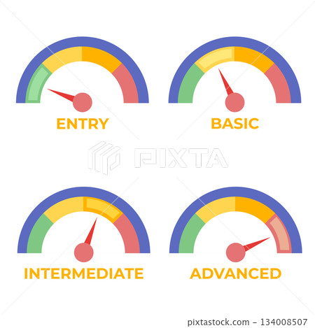 Skill levels meter set. Vector illustration. 134008507