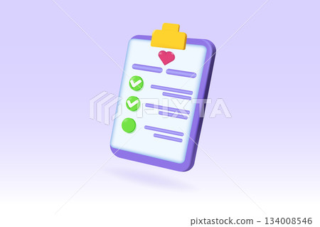 3D Online shopping wishlist, add to personalized collection concept. Vector illustration. 3D Online shopping wishlist, add to personalized collection concept. Vector illustration. 134008546