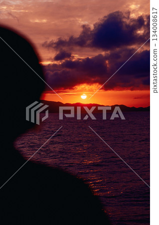Dramatic sunset sky and seascape 134008617