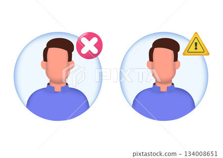 User blocked, fake account icon. Vector illustration. User blocked, fake account icon. Vector illustration. 134008651