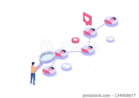 Find leads, marketing strategy, generate sales, find new customer, sales funnel concept. Isometric Vector illustrations set for banner, website, landing page, flyer. 134008677