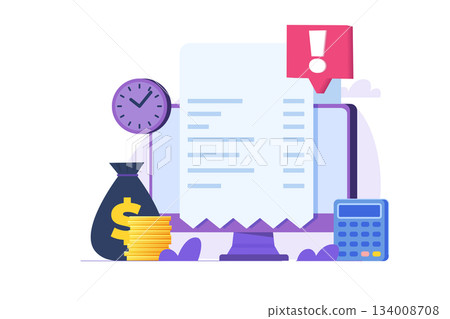 Payment bill due date expiration notification concept. . Vector illustrations for banner, website, landing page, flyer. 134008708