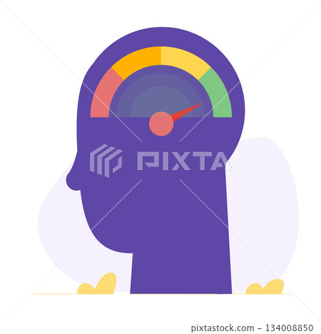 Mental health level, Nervous stress and fatigue concept. Vector illustration. Mental health level, Nervous stress and fatigue concept. Vector illustration. 134008850