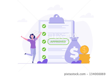Approved credit bill, Payment approved concept. Flat Vector illustration. Approved credit bill, Payment approved concept. Flat Vector illustration. 134008869