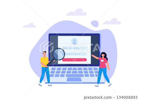 Online registration and sign up, Account authentication concept. Vector UI illustration. Online registration and sign up, Account authentication concept. Vector UI illustration. 134008893