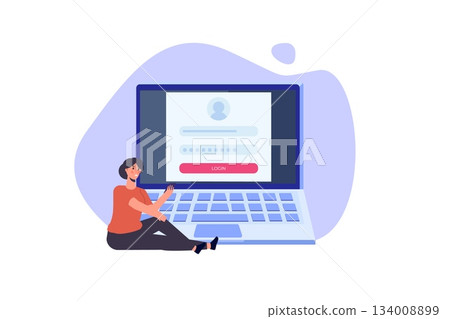 Online registration and sign up, Account authentication concept. Vector UI illustration. Online registration and sign up, Account authentication concept. Vector UI illustration. 134008899