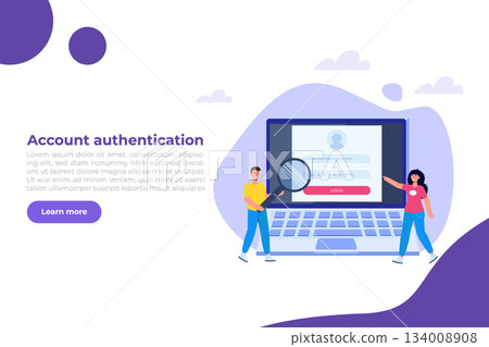 Online registration and sign up, Account authentication concept. Vector UI illustration. Online registration and sign up, Account authentication concept. Vector UI illustration. 134008908