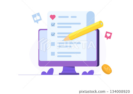 Online shopping wishlist, add to personalized collection concept. Vector illustration. Online shopping wishlist, add to personalized collection concept. Vector illustration. 134008920