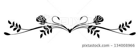 Ornament with roses flowers. Text divider. Decorative element for decor and text greeting or invitation card design. 134008966