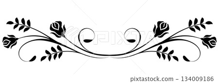 Ornament with roses flowers. Text divider. Decorative element for decor and text greeting or invitation card design. 134009186