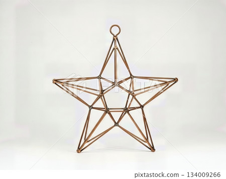 Minimalist Geometric Copper Wire Star Ornament Modern Contemporary Christmas Isolated Clean Background 134009266