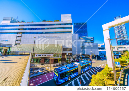Yokohama cityscape in Japan, including Yokohama Station, JR Yokohama Tower, Bayside Blue, and The Yokohama Front Tower 134009267