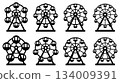 Set of vector illustrations of Ferris wheel icons of various shapes 134009391