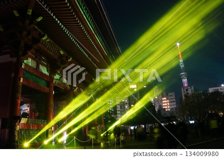 Hozomon Gate of Sensoji Temple and Skytree 134009980
