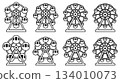 Set of vector illustrations of Ferris wheel icons of various shapes 134010073
