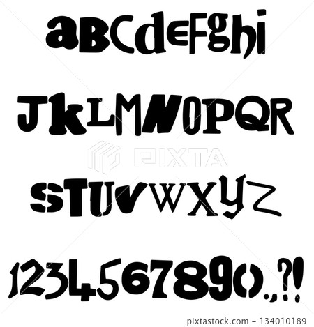 Random Ransom Letters Handwritten sketch typography font lettering ABC cartoon vector text Random Ransom Letters Handwritten sketch typography font lettering ABC cartoon vector text 134010189
