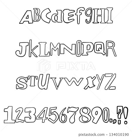 Random Ransom Letters Handwritten sketch typography font lettering ABC cartoon vector text Random Ransom Letters Handwritten sketch typography font lettering ABC cartoon vector text 134010190