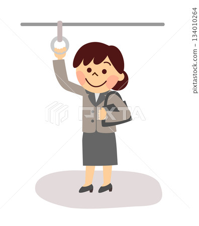 A woman wearing a suit and riding a train A woman wearing a suit and riding a train 134010264