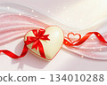Valentine's Day material with wavy silk fabric and ribbons Valentine's Day material with wavy silk fabric and ribbons 134010288