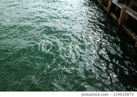 Sea water surface, wave texture. Calm seascape. The background of the blue waters of the sea. Background sea calm water. 134010873