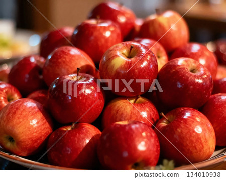 盤子裡的紅蘋果 134010938