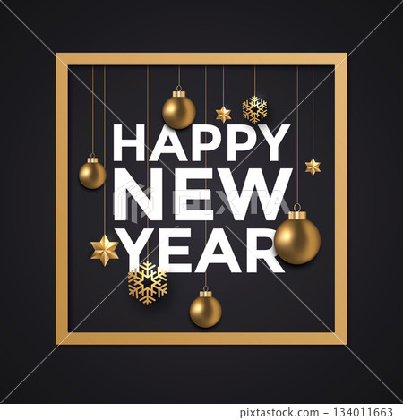 Holiday New year Card with Ornaments Holiday New year Card with Ornaments 134011663