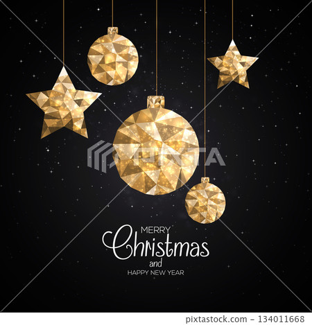 Holiday Christmas card made from triangles 134011668