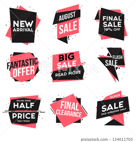 Flat design origami Labels 2 134011703