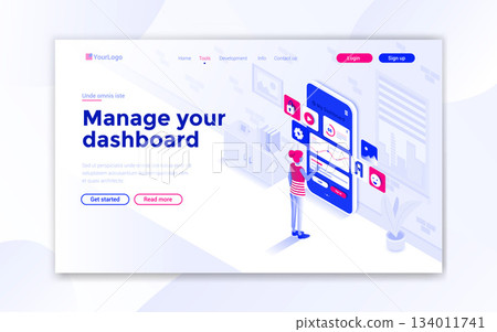 Flat Modern design of website template - Manage your dashboard 134011741