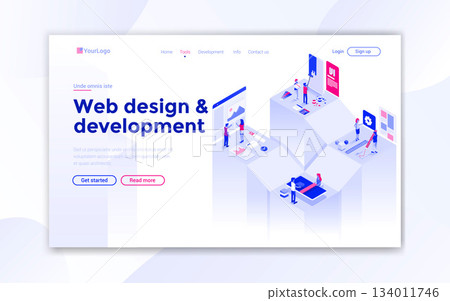 Flat Modern design of website template - Web Design Flat Modern design of website template - Web Design 134011746