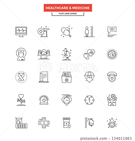 Flat Line Color Icons- Healthcare and Medicine Flat Line Color Icons- Healthcare and Medicine 134011863