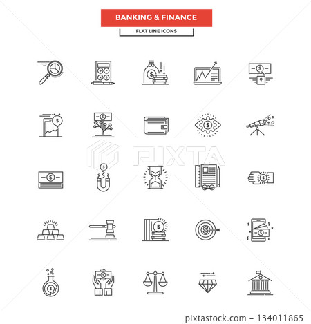 Flat Line Icons- Banking and finance 134011865