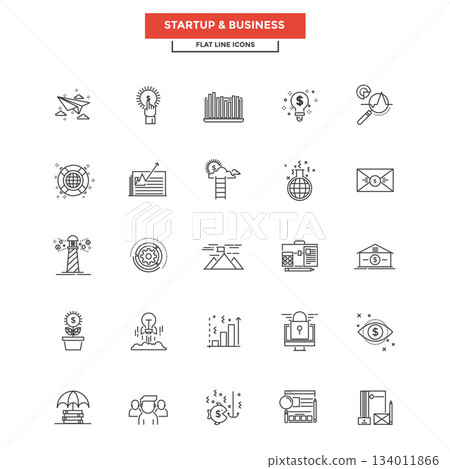 Flat Line Icons- Business and Startup Flat Line Icons- Business and Startup 134011866