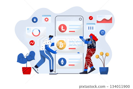 Flat Modern design Illustration of Cryptocurrency Exchange Flat Modern design Illustration of Cryptocurrency Exchange 134011900