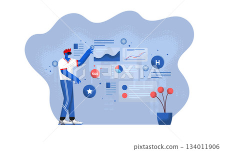 Flat Modern design Illustration of Virtual Reality Flat Modern design Illustration of Virtual Reality 134011906