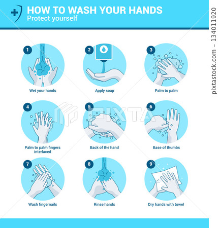 Flat Modern design Illustration of Coronavirus -Hand Hygiene Flat Modern design Illustration of Coronavirus -Hand Hygiene 134011920