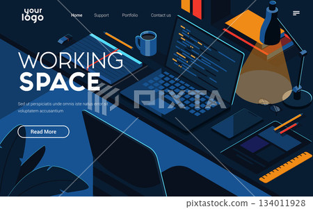 Flat Modern design Illustration of Working Space Flat Modern design Illustration of Working Space 134011928
