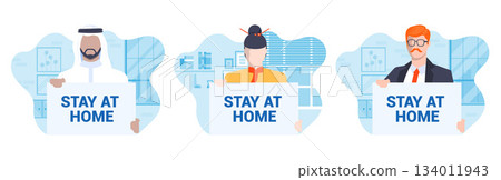 Flat Modern design Illustration of Stay at Home campaign 3 134011943