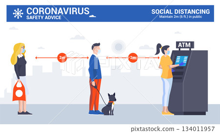 Flat Modern design Illustration of Social Distancing 3 134011957