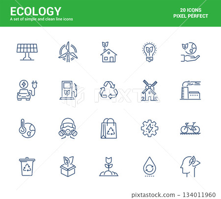 Flat line icons design-Ecology 134011960