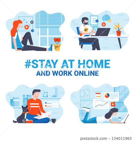 Flat Modern design Illustration of Stay at home and work online 134011965